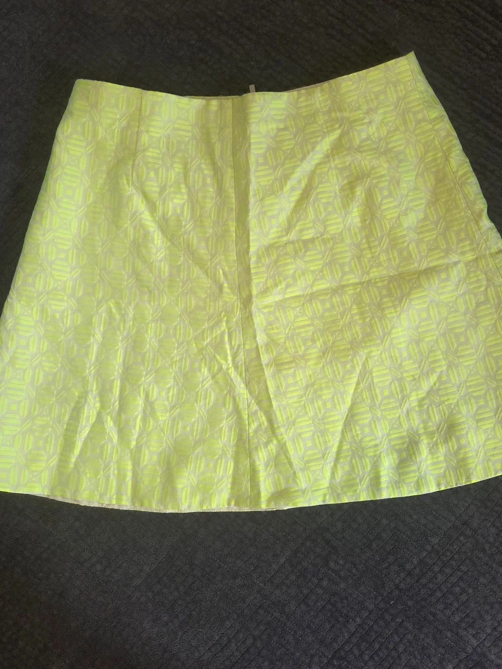 J. Crew Neon Lime Textured A-Line Skirt with Geometric Jacquard